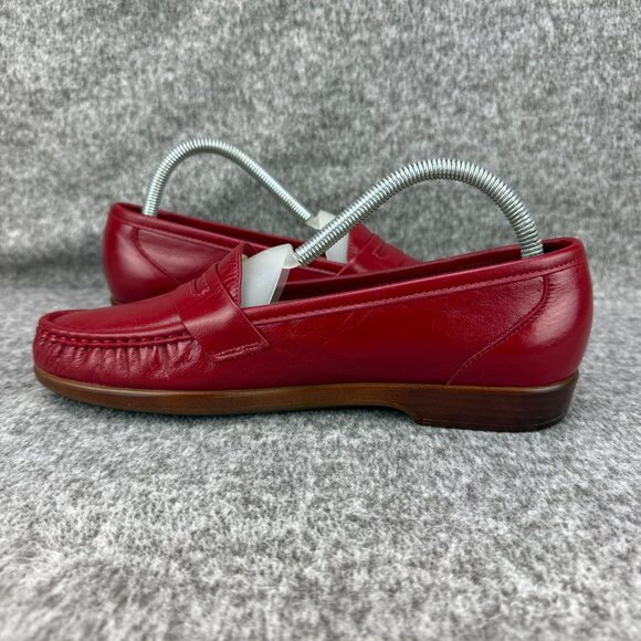 ✅SAS Womens 8.5N Red Leather Tripad Comfort Penny Loafers Slip-On Moccasin Style - Picture 9 of 12